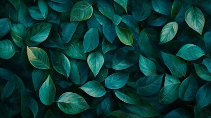 Wall Mural - Lush green leaves pattern with overlapping botanical design