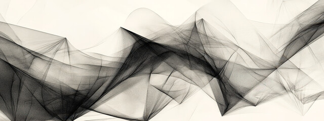Wall Mural - A black and white drawing of a wave with a lot of detail