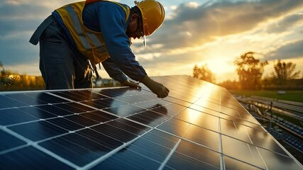 Wall Mural - a senior engineer supervises the construction of a sustainable smart factory, integrating solar ener