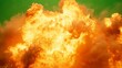 © ellistya - Fiery Explosion: A Dramatic, Orange-Hued Inferno Against Green