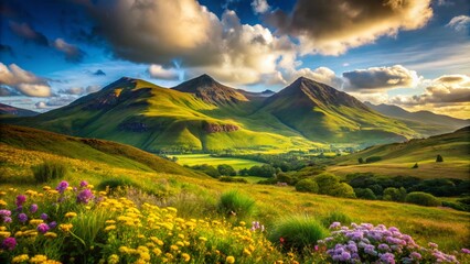 Wall Mural - Stunning Irish Mountain Landscape: Majestic Brown Peaks and Lush Green Valley