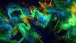 © Ibaad - A mix of neon green, blue, and orange in a chaotic, swirling abstract pattern with rough edges.