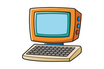 Wall Mural - flat vector icon of a retro desktop computer with vibrant tones, ideal for tech related designs, bra