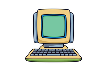Wall Mural - retro style computer icon with classic monitor and keyboard, perfect for technology themes, digital 