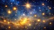 © Praphunsak - Cosmic night sky with golden twinkling stars and galaxies , starry night, cosmic,  starry night