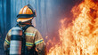 © Joyous BG - flame and firefighter in Smoke forest for emergency disaster management and damage