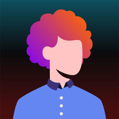 Wall Mural - man with icon curly avatar gradient