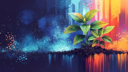 Wall Mural - Plant growth abstract art.