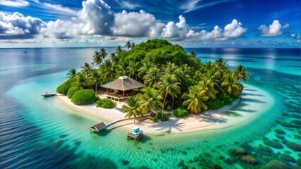 tropical beach with palm trees