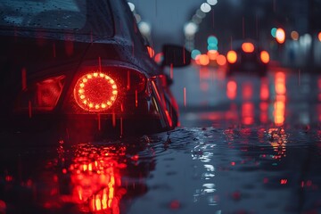 Wall Mural - car on the road in the rain at night