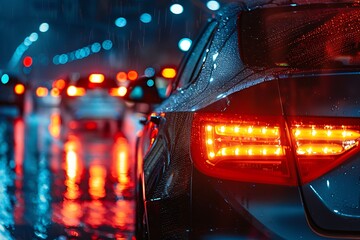 Wall Mural - car on the road in the rain at night