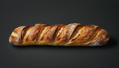 Wall Mural - A freshly baked loaf of sourdough bread on a dark background.