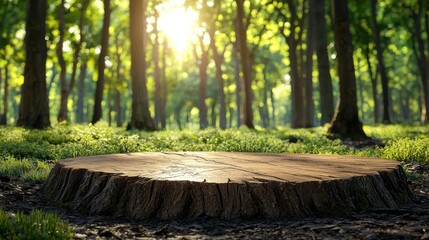 Wall Mural - Sunny forest stump.