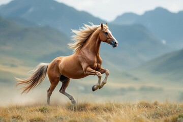 Caspian Horse galloping in the wild