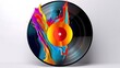 © Ibaad - Isolated colorful vinyl record with an abstract design isolated on solid white background.