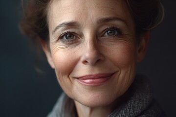 portrait of smiling middle aged woman portrait of smiling middle aged woman