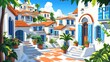 © Maruf - Mediterranean village landscape in digital art style