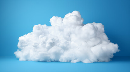 Wall Mural - A large white cloud is sitting on a blue background