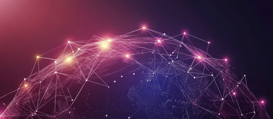 Wall Mural - global network connection, digital world, glowing nodes.