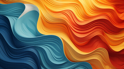 Wall Mural - A colorful wave with blue and orange stripes