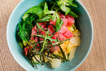 Wall Mural - poke bowl on the table