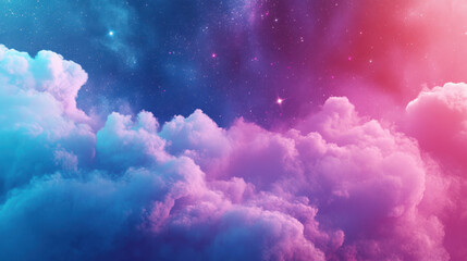 Wall Mural - cosmic dreamscape: a celestial dreamscape unfolds with ethereal clouds bathed in a vibrant blend of 
