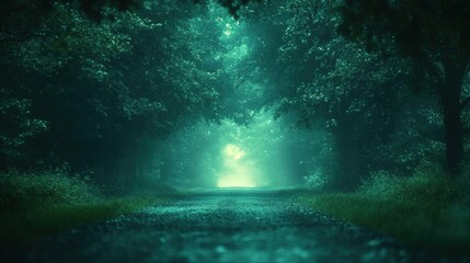 Canvas Print - Enchanted Forest Path: A Mysterious and Dreamy Green Landscape