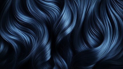 Wall Mural - Deep Blue Wavy Hair Texture Abstract Background