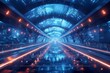 © S photographer - A futuristic tunnel illuminated by vibrant blue lights, leading to a bright horizon of innovation.