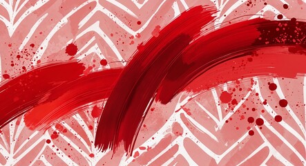 abstract red brushstrokes with random splatters on a soft red pattern background