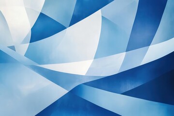 Wall Mural - blue abstract design with soft curves and gradients in a calming and modern composition