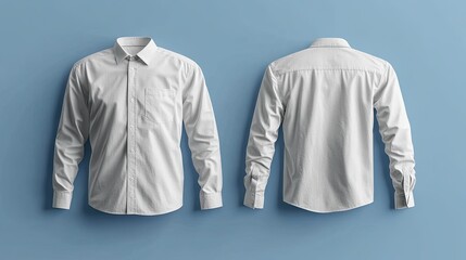 Blank long sleeve collared shirt mockup for plain t-shirt design presentations or clothing design purposes, ideal for fashion presentations and casual apparel design mockups. -