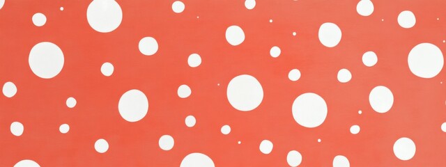 Wall Mural - Polka Dot Wrapping Paper Design, vibrant coral and white colors, playful pattern, perfect for gifts and celebrations, adds charm to any occasion