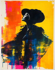 Wall Mural - graffiti colors  art ,chic silhouette woman  fashion avant-garde  pose