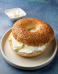 Wall Mural - Sesame bagels with cream cheese