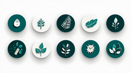 Wall Mural - green leaf icons design app interface