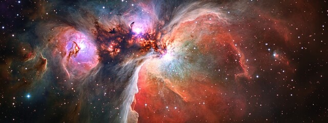 Wall Mural - Vibrant Cosmic Dance, a mesmerizing galaxy with swirling hues, twinkling stars, and radiant nebulae in the vastness of space