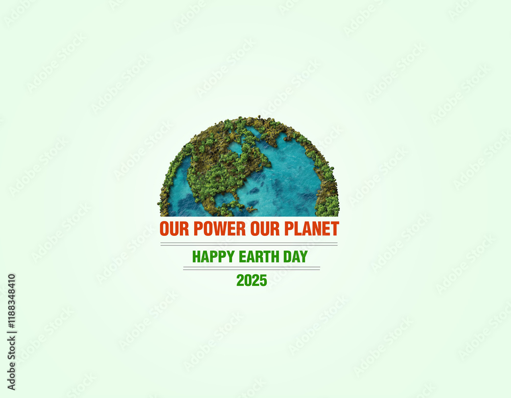 Our power our planet earth day concept. 3d earth map shapes isolated ...