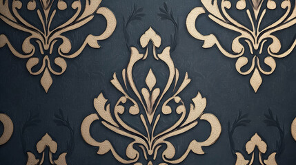 Wall Mural - Elegant Gold Damask Wallpaper Texture Close-up