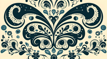 Wall Mural - Elegant paisley floral design, cream background, textile print, fabric pattern, wallpaper use