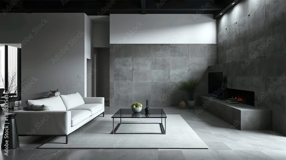 A sleek and modern interior design of a minimalist living room ...