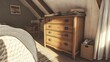 © Pannee - A Scandinavian loft with a large wooden commode and cozy throw blankets. --chaos 20