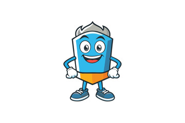 Wall Mural - Cartoon illustration of a proactive mascot in blue with an energetic pose, ideal for creative business branding or teamwork visuals