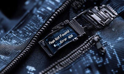 Zipper slider displays 'Page Not Found, Error 404'.