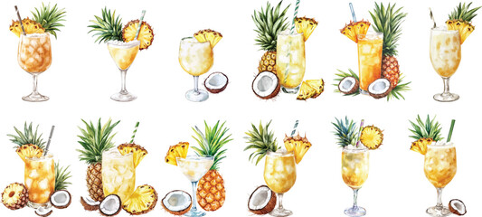 Poster - tropical coctail watercolor clipart