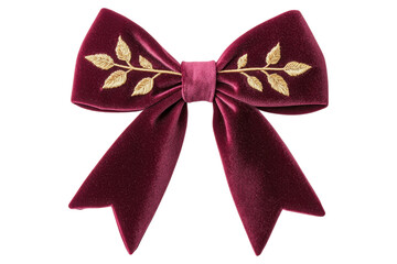 Wall Mural - deep crimson velvet bow with gold embroidery detail, perfect for decoration