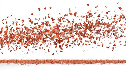Wall Mural - Vibrant Red and Orange Particles in Motion Against White Background