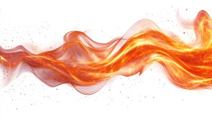 Wall Mural - Abstract Flowing Orange Flame with Light and Sparkle Effects