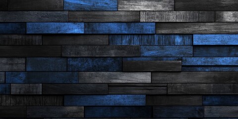 Abstract blue and grey wood plank wall texture.