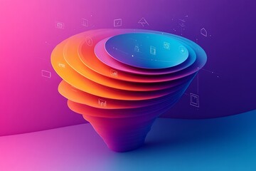 Wall Mural - Abstract colorful funnel data visualization.
